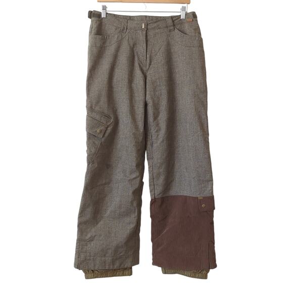 Obermeyer Womens Ski Pants Size 8 Brown Illusion Corduroy Cargo Skiing Snowboard - Picture 1 of 9